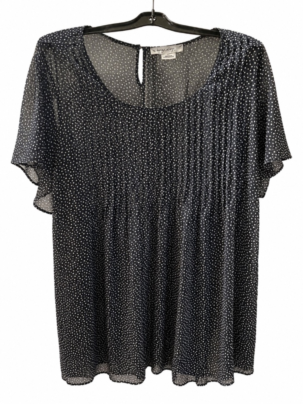 Penningtons “In Every Story” Navy Sheer Polka Dot Blouse| Plus Size 3X